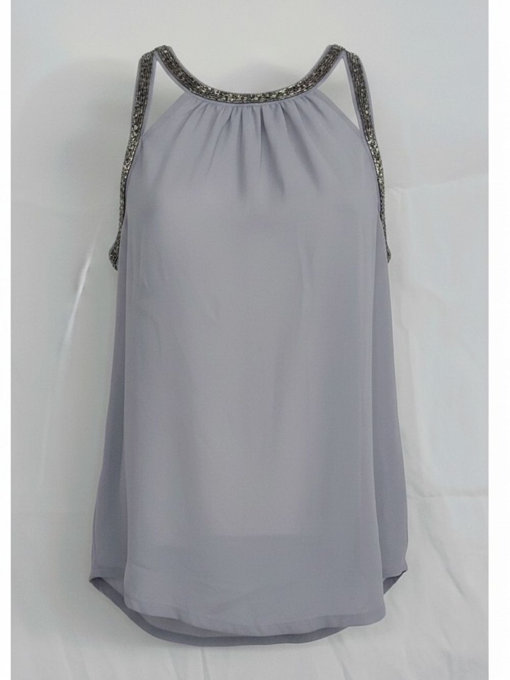 Embellished Halter Camisole - Light Gray